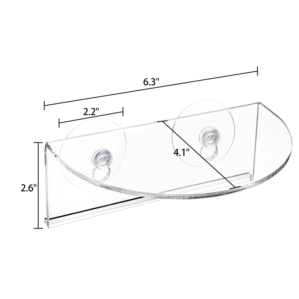 Suwimut 4 Pack Window Plant Floating Shelf, Suction Cup Shelf for Fish Tank, Acrylic Ledge Plants Holder Window Sill Extender for Indoor Plants, Micro Greens, Succulents, Herb Pots (Semicircular)