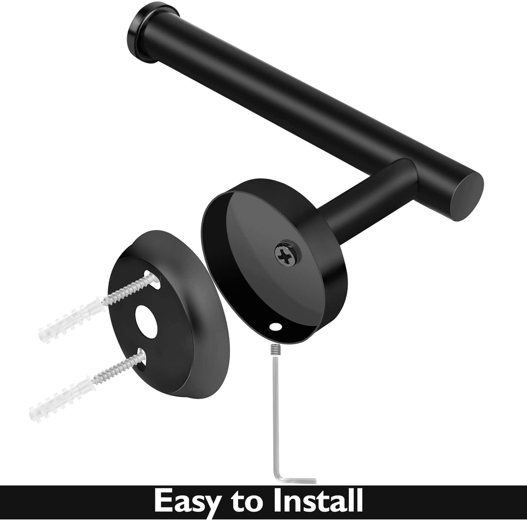 Toilet Paper Holder,Matte Black Toilet Paper Holders,SUS304 Stainless Steel Toilet Paper Roll Holder, Wall Mounted Toilet Paper Holder Black,Bathroom Accessory Toilet Roll Holder for Bathroom Kitchen