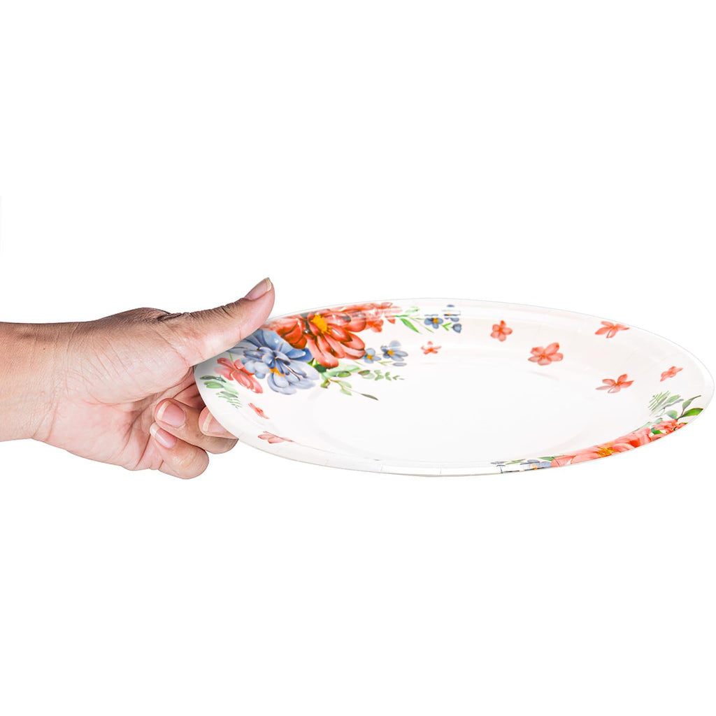 yarlung 200 Pack 9 Inch Disposable Paper Plates, Soak Proof Light Dinner Paper Plates Bulk Floral Printed Disposable Plates for Lunch, Salads, Parties Picnics and Everyday Use, Cut Resistant