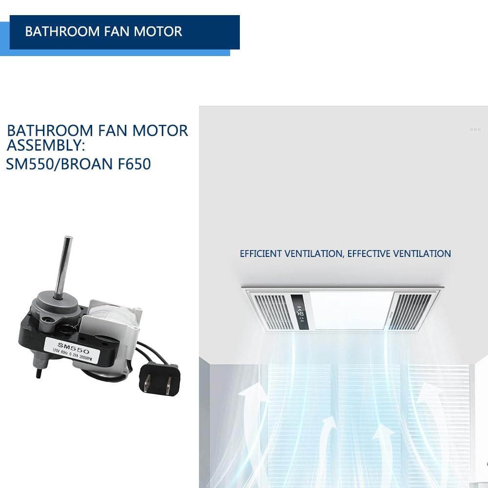 SM550 Bathroom Fan Motor Replacement Kit, 50 CFM, Exhaust Fan Motor Replacement for Broan F650, Bay Motors, Sears 569
