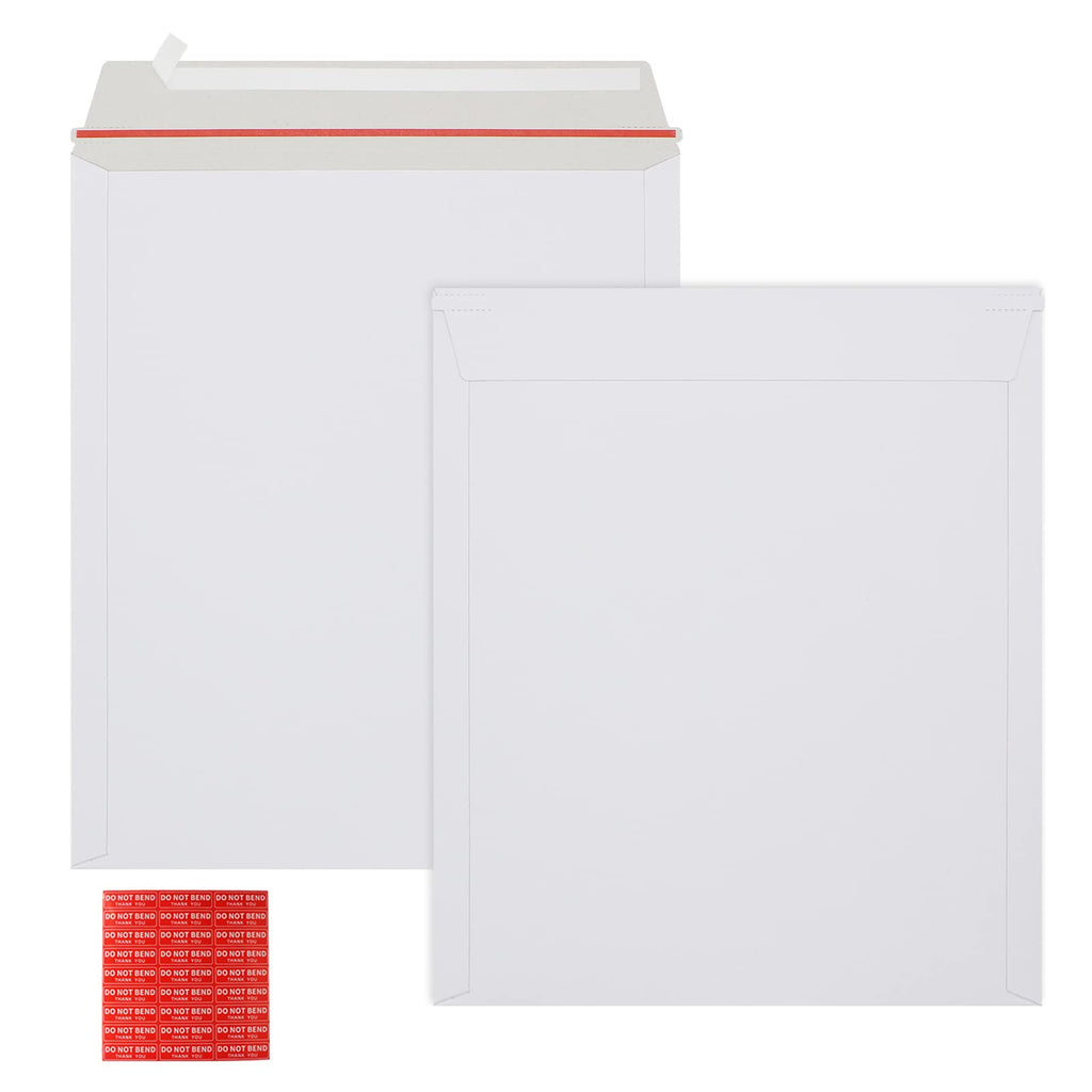zmybcpack 25 Pack 12.75x15 inch Rigid Mailer Self Seal Photo Document Mailers Stay Flat White Cardboard Envelopes White Photography Mailers for CD, Photos, Document