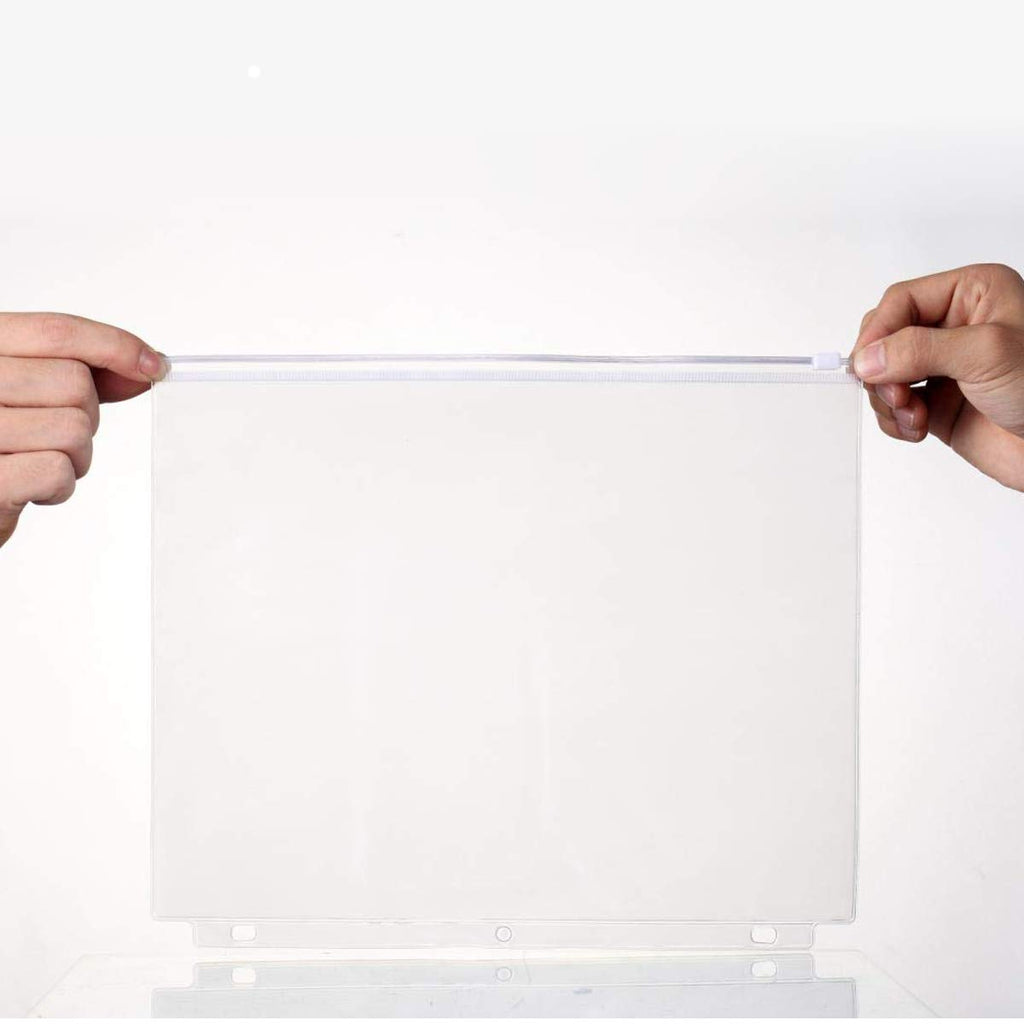 YoeeJob 3 Holes Clear PVC Zipper Binder Pocket Insert Pages Letter Size, 8 1/2" x 11 Loose Leaf Binder Filing Storage Bags 15 Per Pack