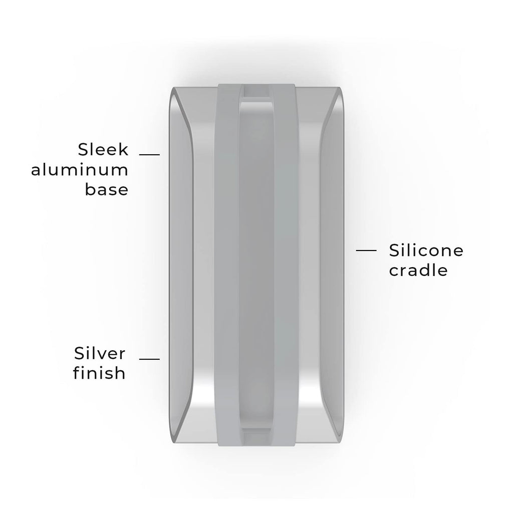 HumanCentric Vertical Laptop Stand Compatible with MacBook Pro and MacBook Air, Holder for Personal Computer Desk Stand, Aluminium, Exchangeable Inserts to Fit Different Device Models, Silver