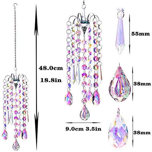 H&D Hyaline & Dora Chandelier Wind Chimes AB Coating Crystal Prisms Hanging Suncatcher Pendant Home Decor Gifts