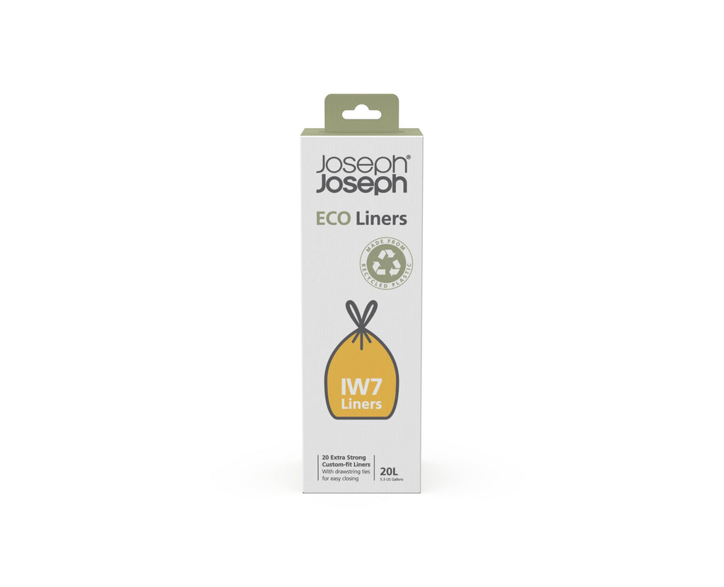Joseph Joseph IW7 20L/5.2 Gallon Eco Liners Recycled Trash Bags (20 Pack) - Grey