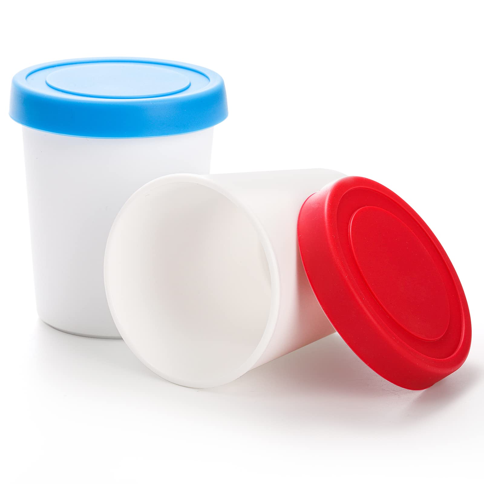 Peohud 12 Pack Mini Ice Cream Containers with Lids, 6oz Individual Freezer Storage Tub with Silicone Lids, Reusable Freezer Storage Container for Ice Cream, Gelato, Sorbet, Dessert
