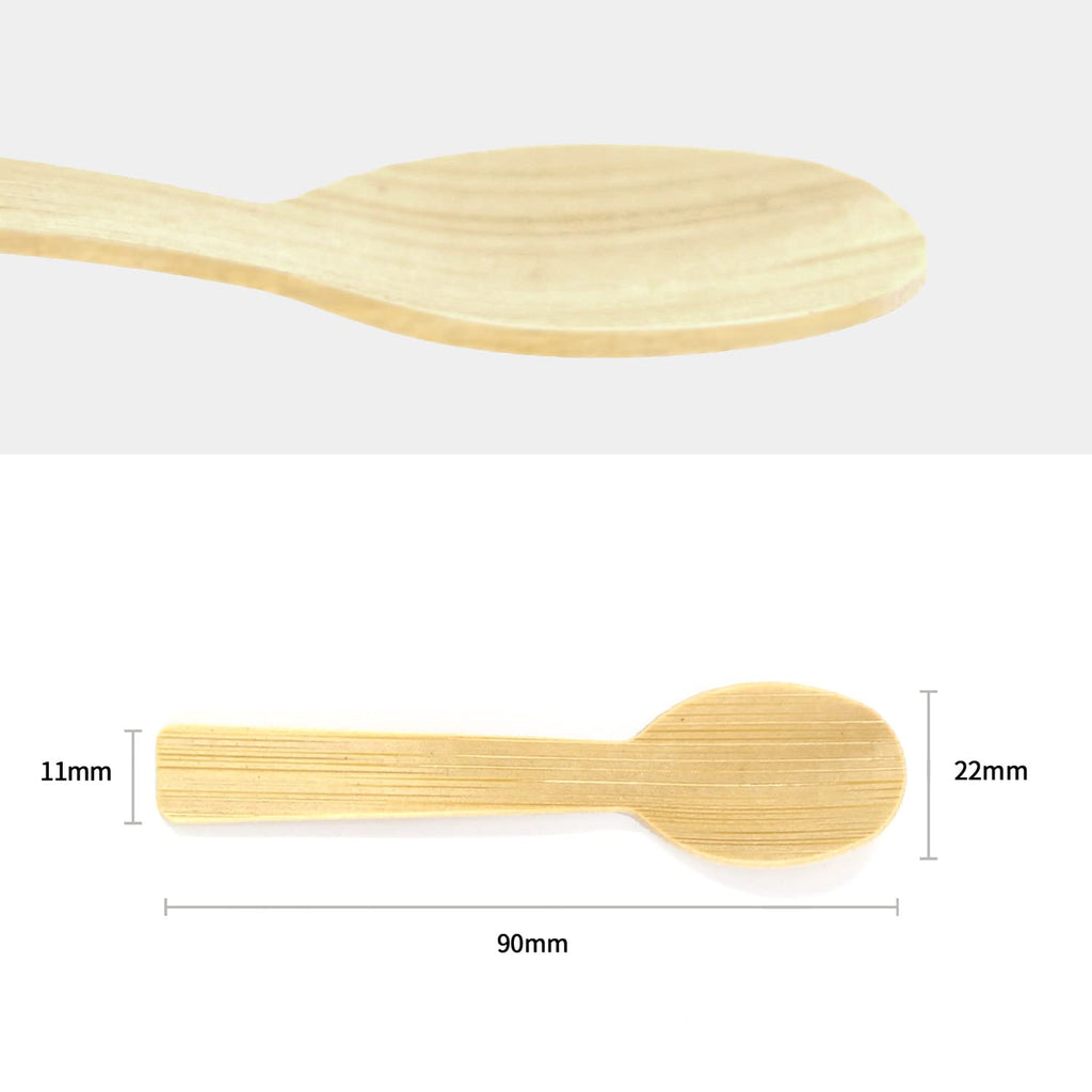 Bamboo Cutlery| 200PK Small Bamboo Spoons 3.54" Disposable Mini 100% Compostable Biodegradable Utensils Set Renewable Natural Disposable Ice Cream Spoon