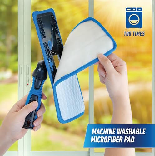 Unger ProClean Indoor Window Cleaner, Tool for Window, Glass, and Mirror Cleaning, Streak-Free Results, Reusable Microfiber Pads for Sustainability