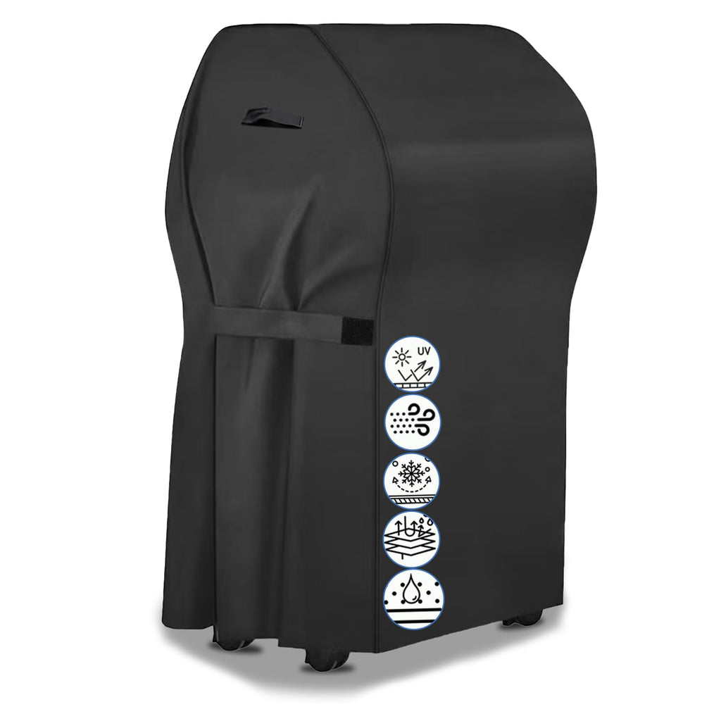 Heavy Duty BBQ Grill Cover for Outdoor, Waterproof Barbecue Covers with Buckles, Weather Resistant, Fits Weber, Brinkmann, and Other Standard Grills(Beige & Brown) (Blak, 30 Inch)