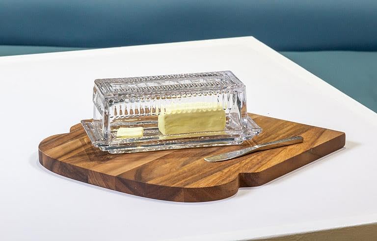 Abbott Collection Quarter Pound Butter Dish with Lid, Clear Glass (7" Long)