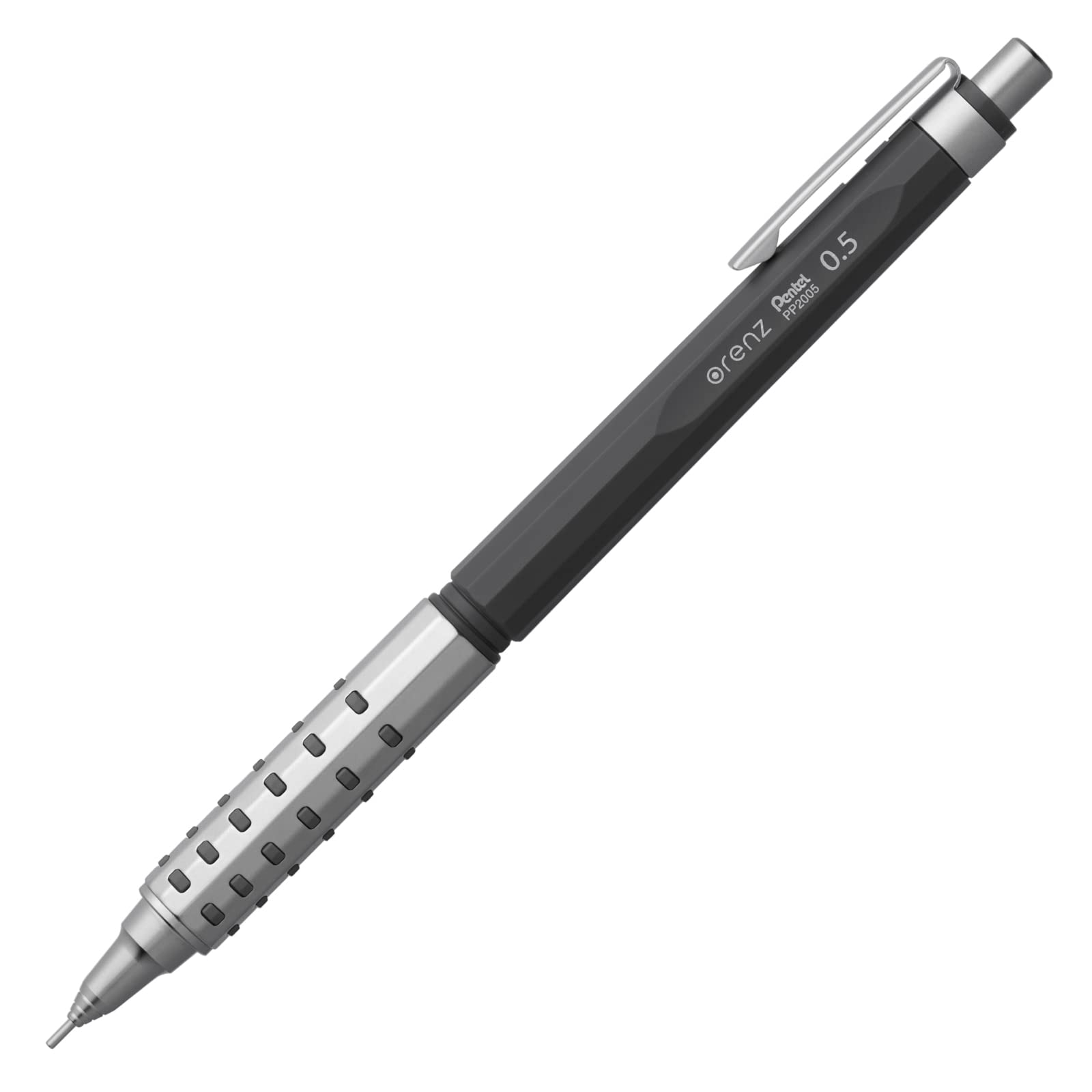 Pentel Orenz Metal Grip, Retractable Mechanical Pencil with Sliding Sleeve Technology, (0.5mm), Grey Barrel, XPP2005-N, 1 Pack