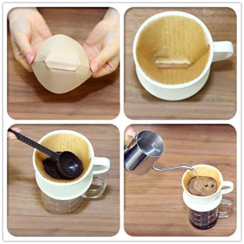 ELEFOCUS Porcelain Coffee Dripper, Filter Cone (White)