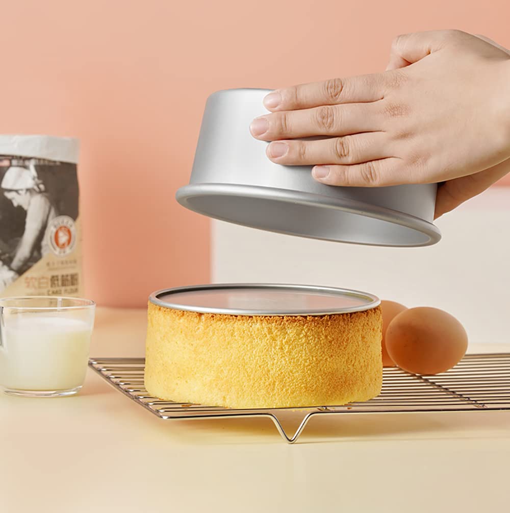 Lawei Round Cake Pan Set - 4" 6" 8" Aluminium Cake Pans with Removable Base Round Cake Baking Pans for Wedding Birthday Party