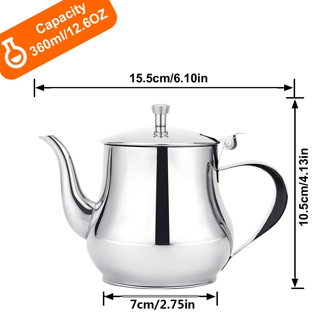 SANQIAHOME 360ml Stainless Steel Small-Capacity mini teapot Coffee Servers