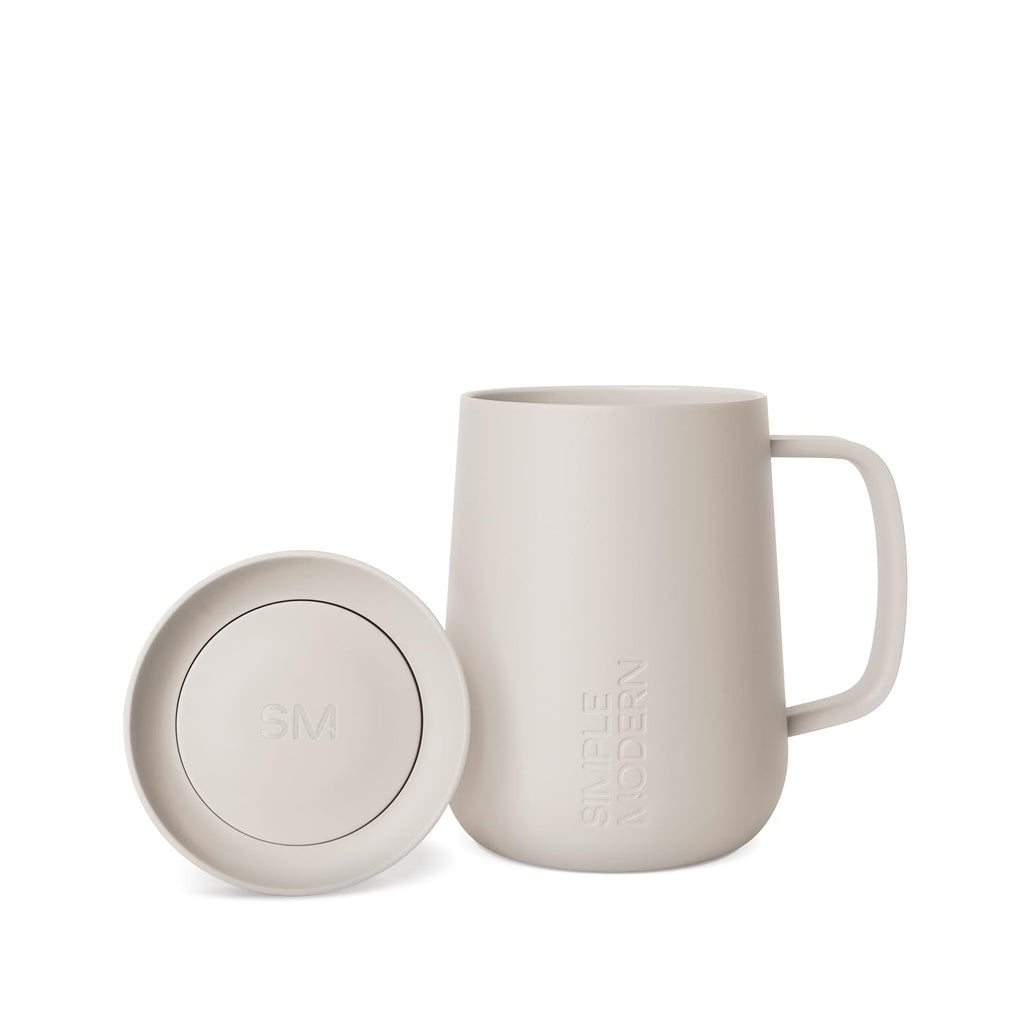 Simple Modern Travel Coffee Mug with Handle | Insulated Stainless Steel Coffee Tumbler Tea Cup | Gifts for Women & Men | Voyager Collection | 12oz | Almond Birch