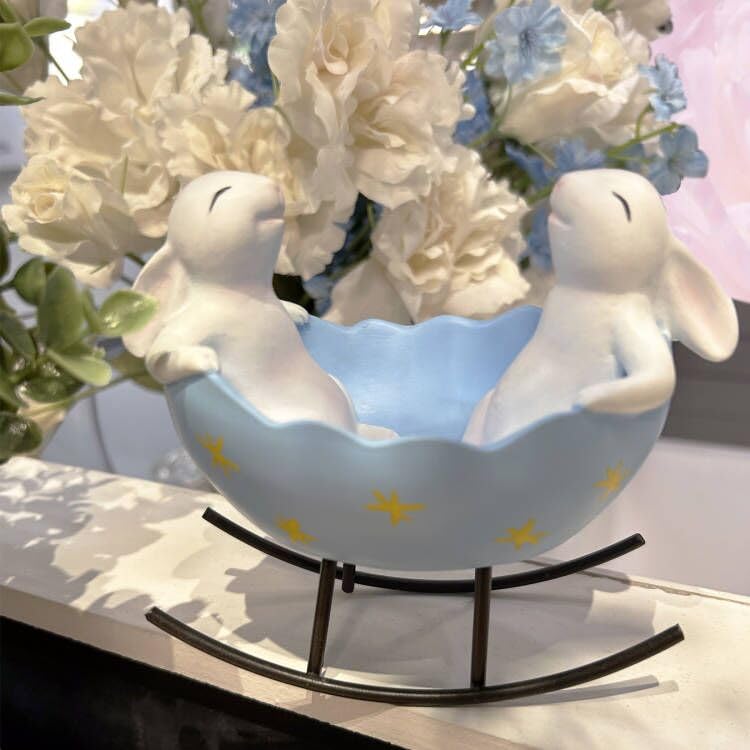 realideas Easter Bunny Decorations Spring Indoor Home Decor Bunny Figurines Rabbit Bunny Candy Dish Serving Bowl - Home Table Decor Centerpiece Easter Bunny Collectible Figurines