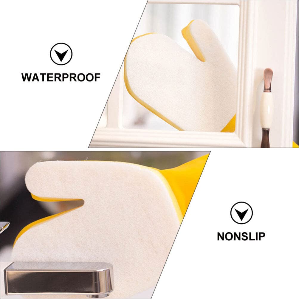 DOITOOL Reusable Household Cleaning Gloves 14.17X5.70 Inches Waterproof Non-Slip Kitchen Dishwashing Gloves Comfortable Latex Material for Home Use