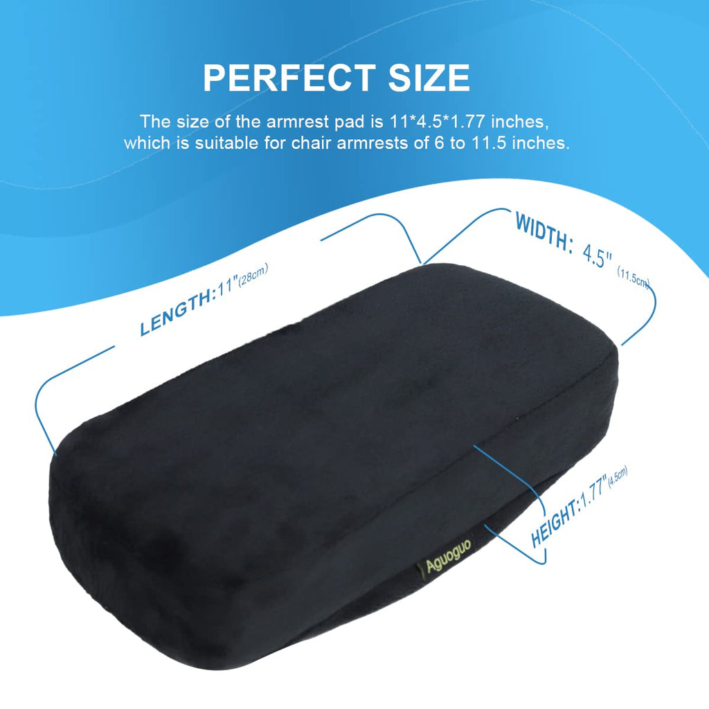 Aguoguo Office Chair Armrest Pillow, New Extended 11" Office Chair Armrest Cover Cushion, Memory Foam Gaming Chair Arm Cover, Comfortable Desk Chair Cushion for Elbows and Forearms (Large, Set of 2)