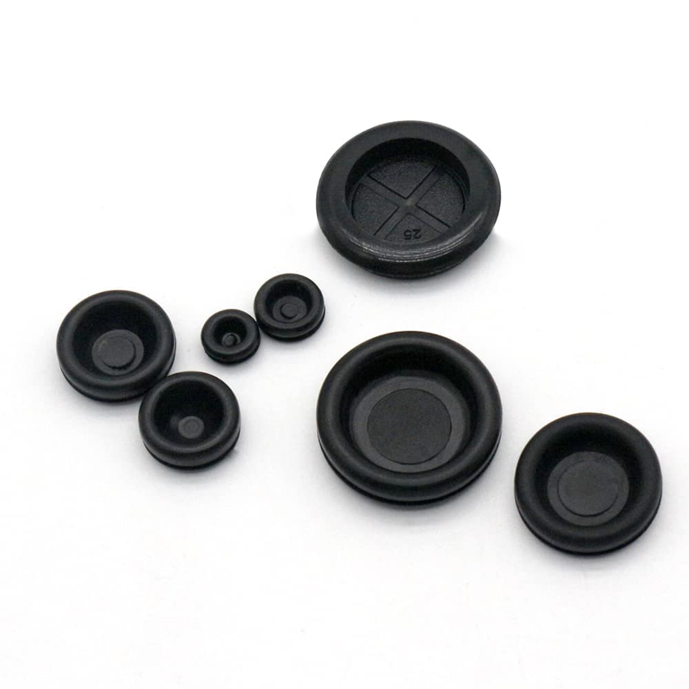 Vrupin 188 Pieces Closed Rubber Grommet Firewall Solid Closed Hole Plug Assortment Kit for Wire Electrical Appliance Plumbing