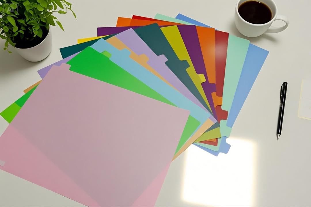 XHSHENG 12-Tab Dividers for 3 Ring Binder,Plastic Biner Dividers with Tab, Monthly Divider Sets, 12 Tabs, Jan-Dec,File tabs,Multicolor,3 Sets