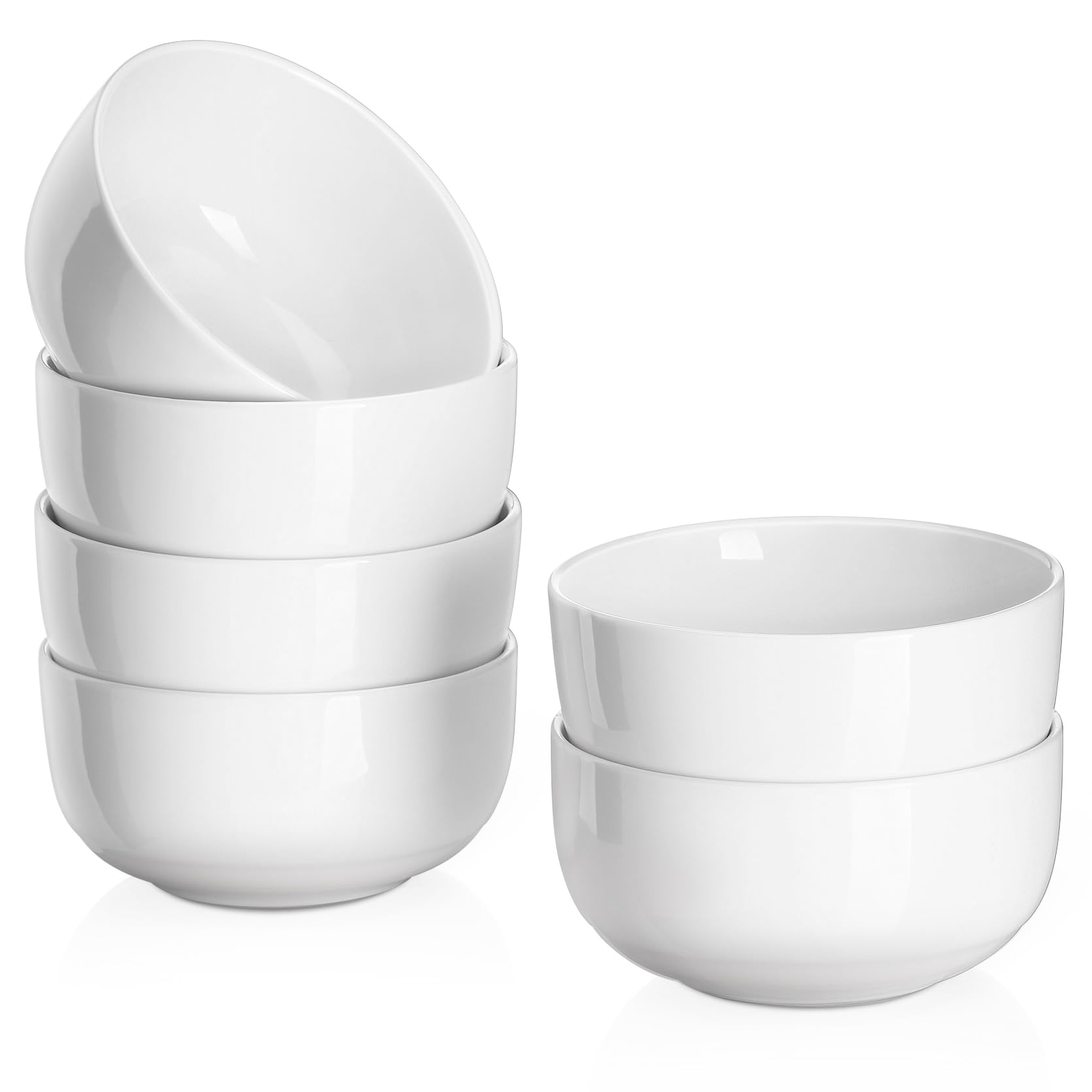 DOWAN 10 OZ Ice Cream Bowls - 4.25" Ceramic Dessert Bowls Set of 6 - Porcelain Small Bowls for Side Dishes, Ice Cream, Oatmeal, Fruit, Portion Control - Dishwasher Microwave Safe