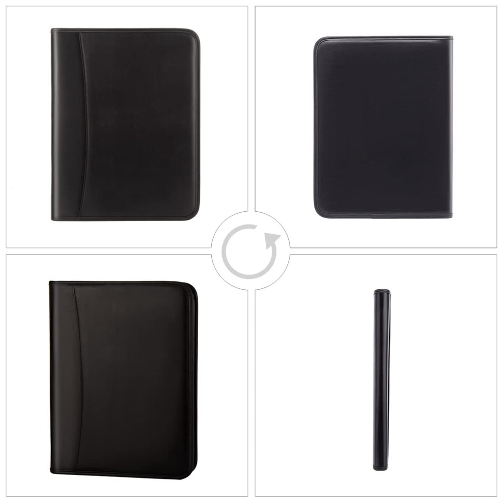 Leathario Portfolio, A4 Padfolio with Notepad, Vegan Leather Document Holder Organizer, Business Leather Folder with Pockets for Tablets Notepads Files, Office Supplies