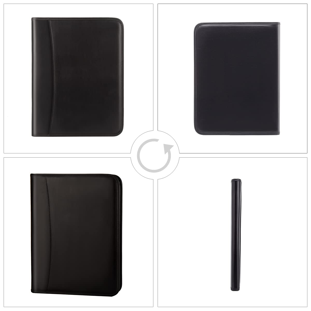 Leathario Portfolio, A4 Padfolio with Notepad, Vegan Leather Document Holder Organizer, Business Leather Folder with Pockets for Tablets Notepads Files, Office Supplies