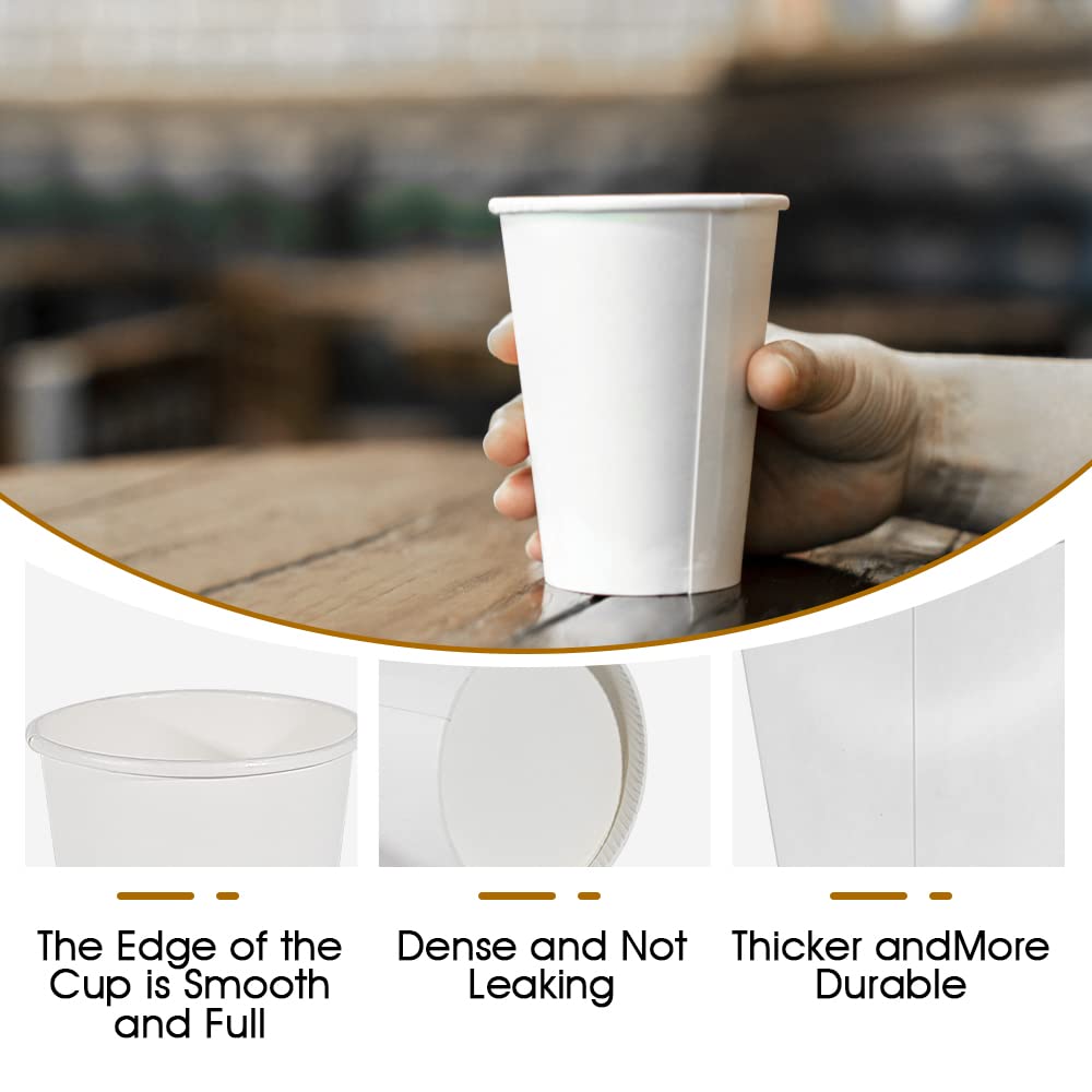 PANSUN Selected [192 Count] Coffee Cups, 12 oz Disposable Coffee Cups, Hot/Cold Beverage Drinking Cup for Party, Picnic, Travel, and Events -Thickened Paper Cups Leakage Prevention, White