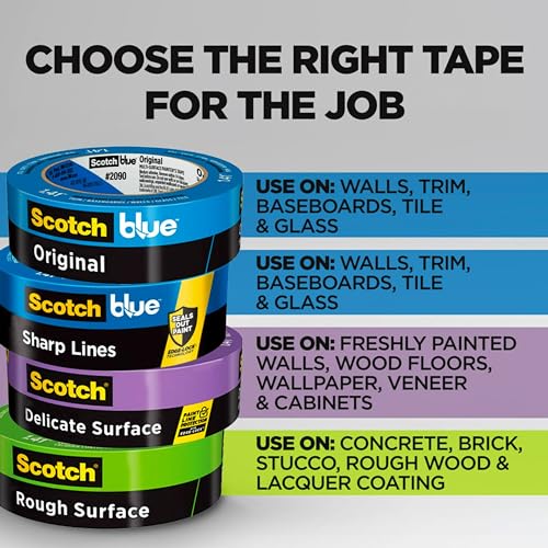 Scotch Painter’s Tape ScotchBlue Original Painter's Tape, Multi-Surface, 36 mm (4 Rolls) - 2090-1.41 Inch X 60 Yards, Blue (2090-36EP4)