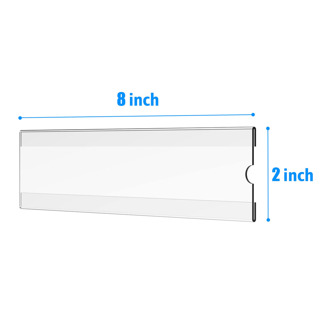 TONICE 12 Pack Acrylic Desk 2x8" Nameplate Holders, Acrylic Nameplate Holders, Wall Mount Transparent Nameplate Holders, Office Name Holders.