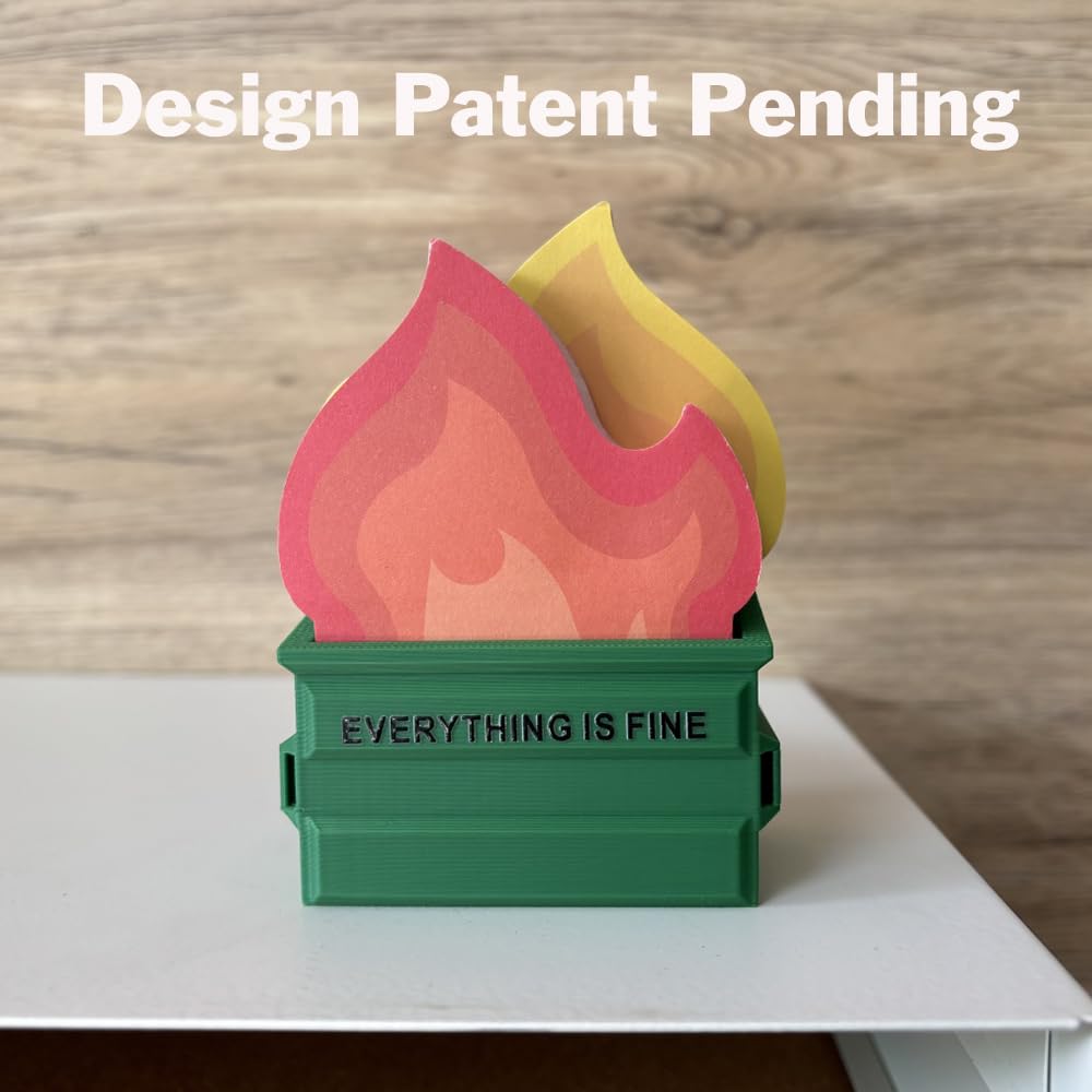 Garbage Can Fire Sticky Notes Office Supplies Fire Notepads Desk Accessories Funny White Elephant Gifts for Coworker Boss Teacher Women Men Adult 300 Sheets