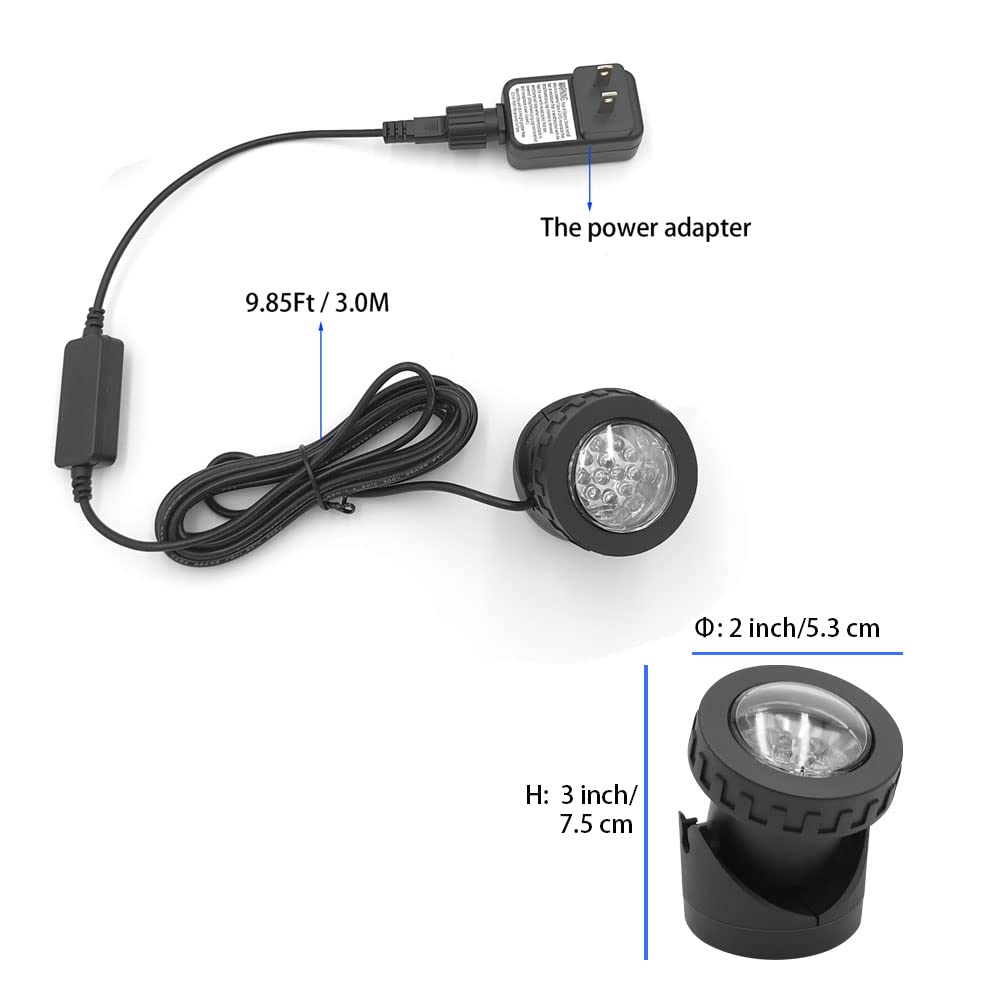 Colored Pond Lights with Timer, RGB Fountain Lights IP68 Waterproof Submersible Dimmable Outdoor Landscape Lights for Fish Tank Pond Fountain Garden, 1-Light