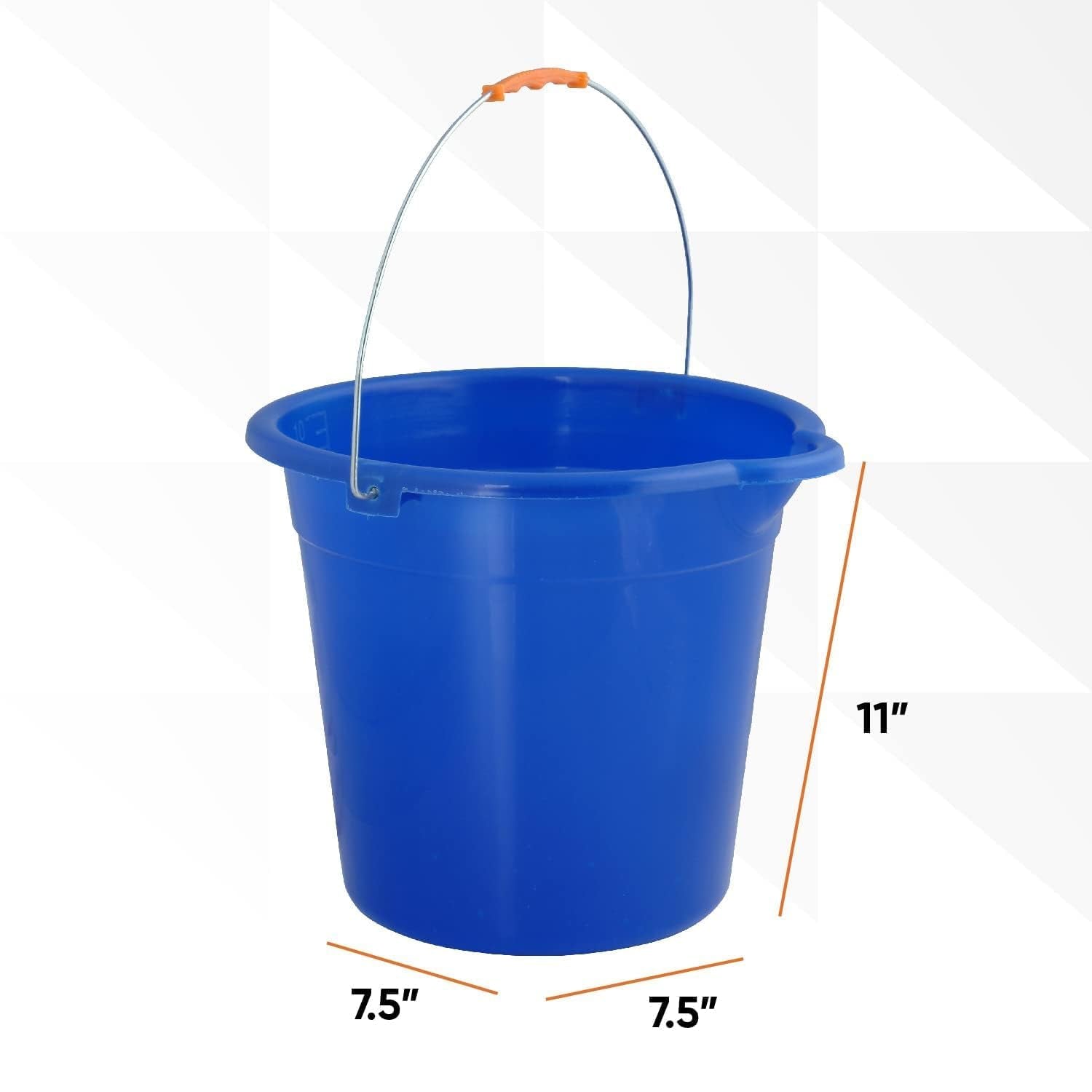 Mop Bucket 2.5 Gallon Bucket for Cleaning - Plastic Car Wash Bucket with Grip Handle - Royal Blue Bucket Small Durable Plastic Pail for Fishing, Mopping, Cleaning -10 Liter Camping Buckets