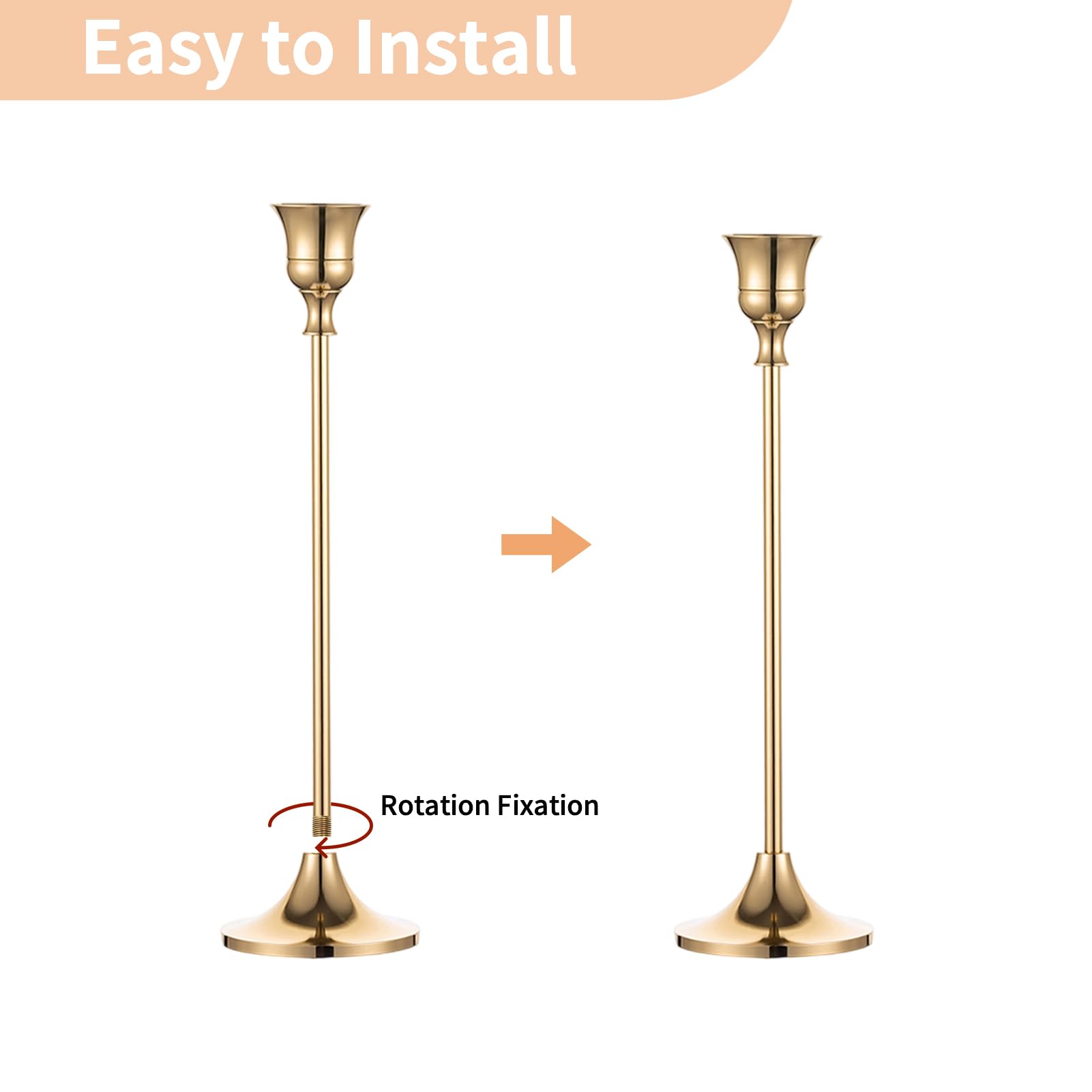 Candlestick Holders Taper Candle Holders, Set of 3 Candle Stick Holders Set, Brass Gold Candlestick Holder Set, Vintage Modern Decorative Centerpiece for Table Mantel Wedding Housewarming Gift