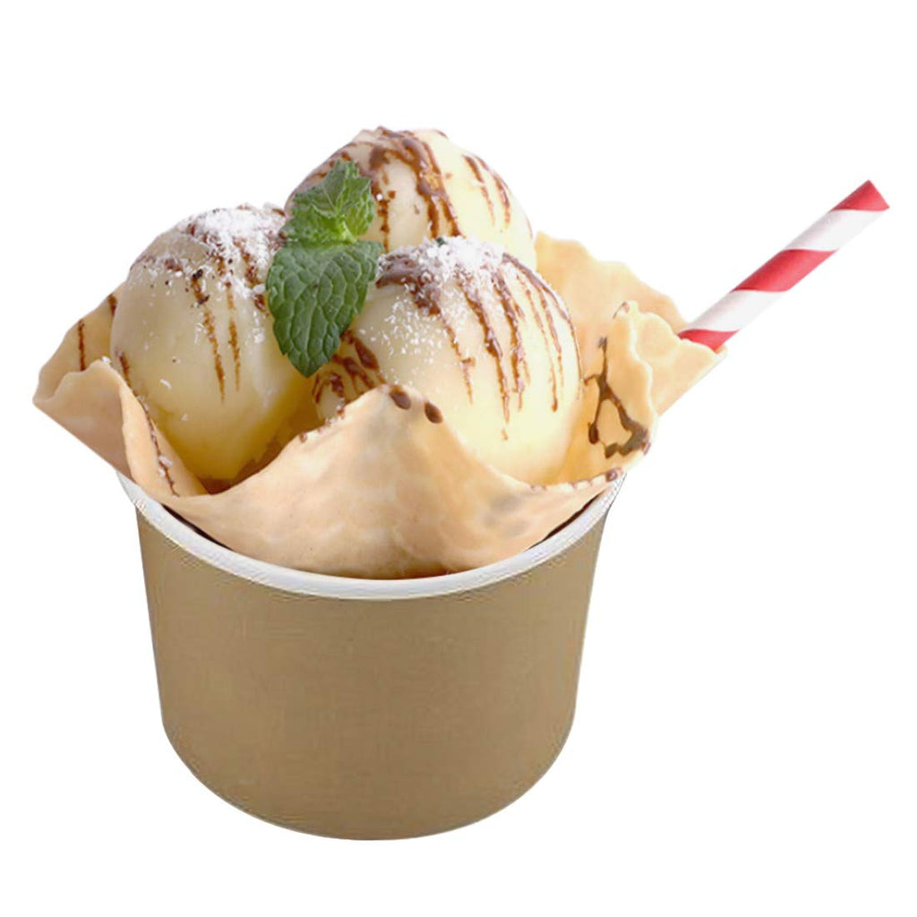 Lawei 100 Pack Paper Ice Cream Cups - 8 Oz Disposable Paper Dessert Bowls for Hot and Cold Food, Soup, Sundae, Frozen Yogurt