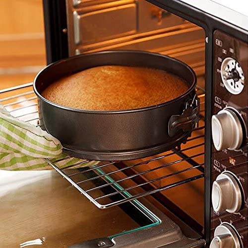 Gabkey 8 inch Circular Springform Carbon Coated Rolled to Interlocking and Leak-Proof Seal Cake Pan