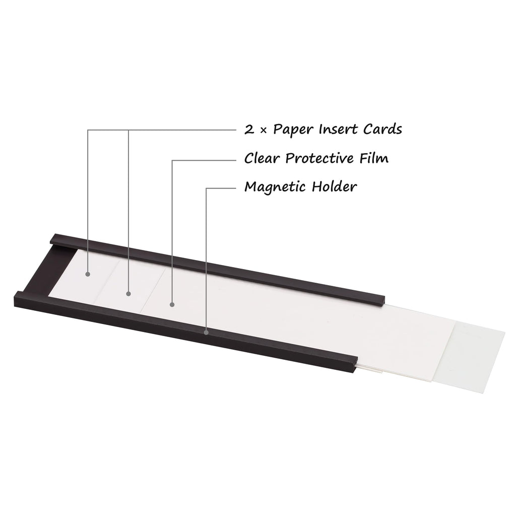 Realth Magnetic Label Holders 2'' x 3'' 30 Pack, Magnetic File Cabinet Labels with Paper Inserts and Clear Plastic Protectors, Magnetic Labels for Shelving and Metal Racks