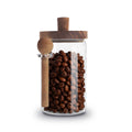 Glass Jars Containers with Wooden Handles Lids and Scoop Clear Canister Jars Set with Spoon for Kitchen Food Storage Coffee Tea Sugar Decorative Countertop Organization Jars 25 oz