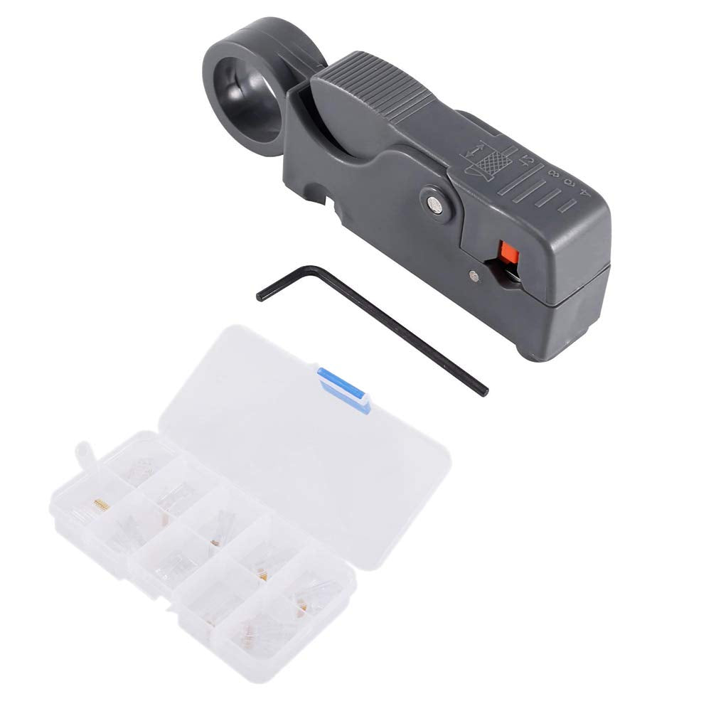 GFFG Network Tool Kit Professional, Network Cable Repair Set Cat6 Cat5e Rj45 Crimp Tool 8P8C 4P4C 6P6C Connectors Cable Tester Screwdriver Stripping Pliers Tool Set Wire Crimper Connector