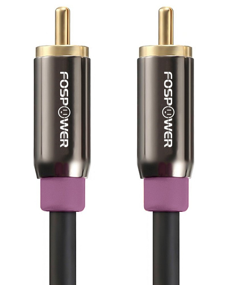 FosPower Subwoofer Cable (15 FT / 4.7 M) RCA to RCA Audio Stereo Cable, Male to Male - Dual Shielded Cord | 24K Gold Plated Connector | Corrosion Resistant | Clean Sounding Signal