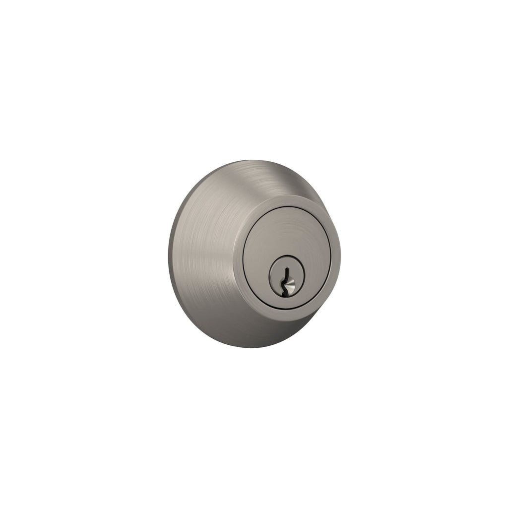 Schlage Lock Scout Deadbolt with Round Trim, Keyed 1 Side, Satin Nickel Finish