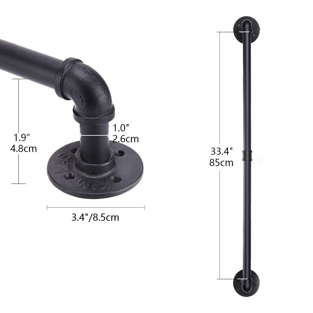Towel Bar for Bathroom, Black Towel Bar Wall Mounted, Heavy Duty Bath Towel Bars, Rustic Iron Bath Towel Rack Bathroom Hardware, 33.4 inch