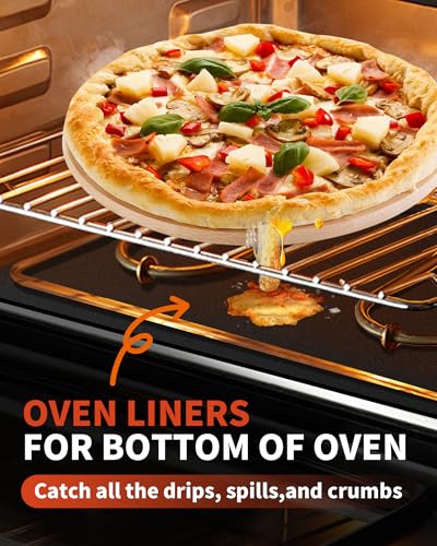 4 Pack Oven Liners for Bottom of Oven, 17x25 Large Heavy Duty Non-Stick Reusable Oven Mat for Electric, Gas, Toaster & Convection Ovens - BPA & PFOA Free, Dishwasher Safe, Kitchen Essentials,Black