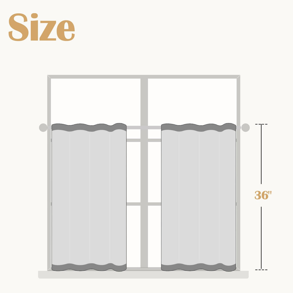 JINCHAN Tier Curtains Linen Textured Small Cafe Curtain Long Curtains for Kitchen Window Treatment Set 36 Inches 2 Panels Crude