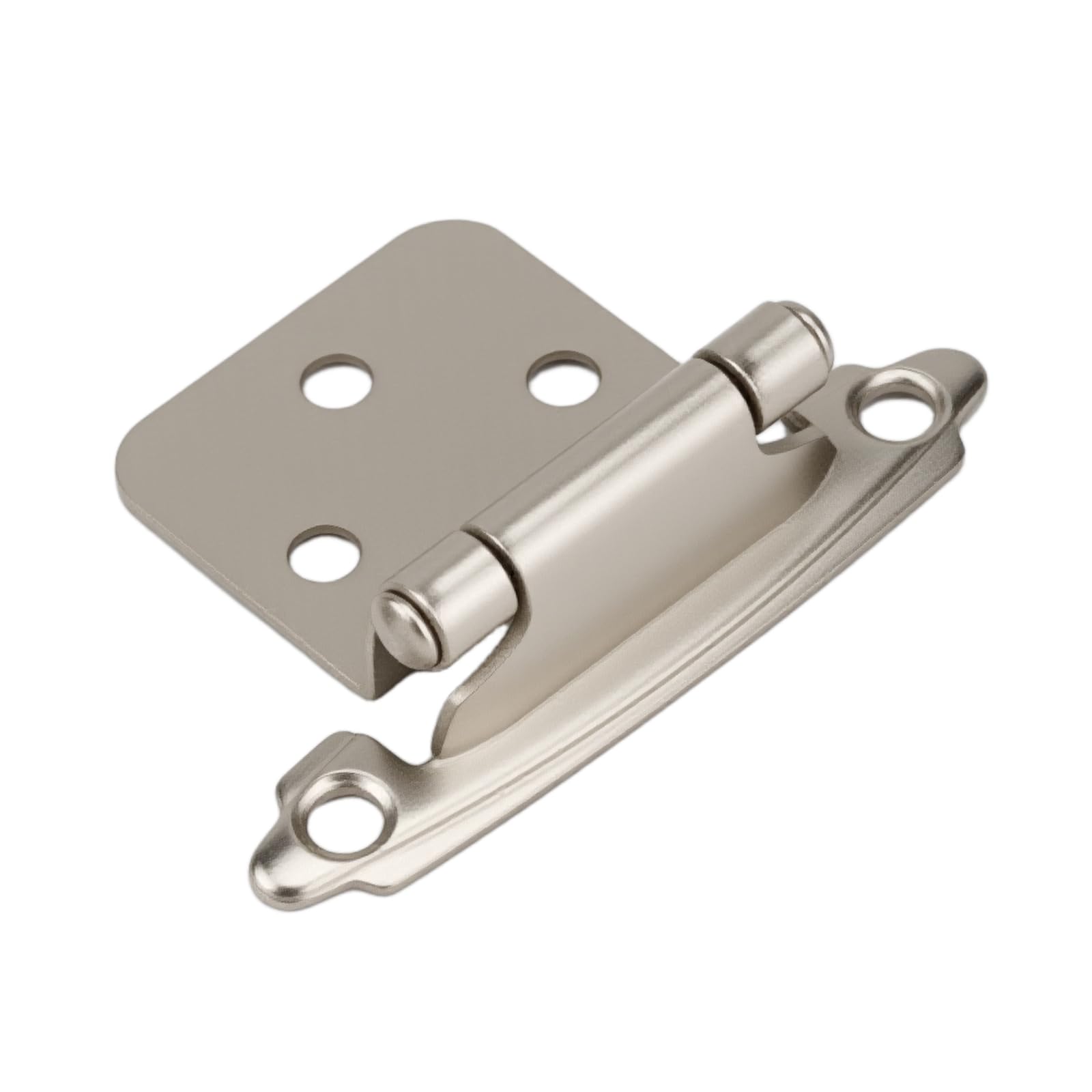 24-Pack 1/2” Overlay Cabinet Hinges (Stain Nickel)，Closing Semi-Concealed Kitchen Cupboard Hardware with Screws