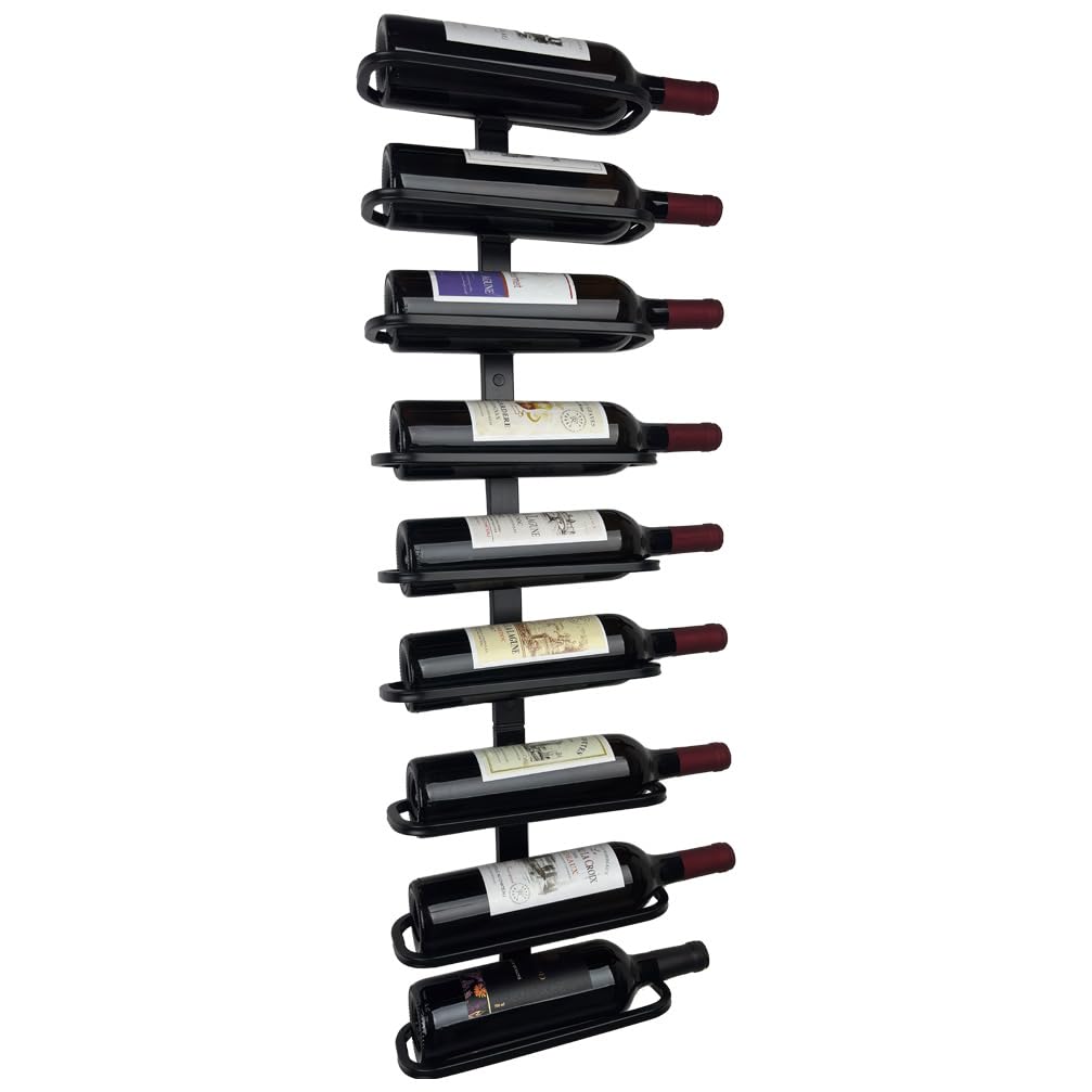Wall Mounted Wine Rack, Industrial Metal Wine Holder Rack (9 Bottles)