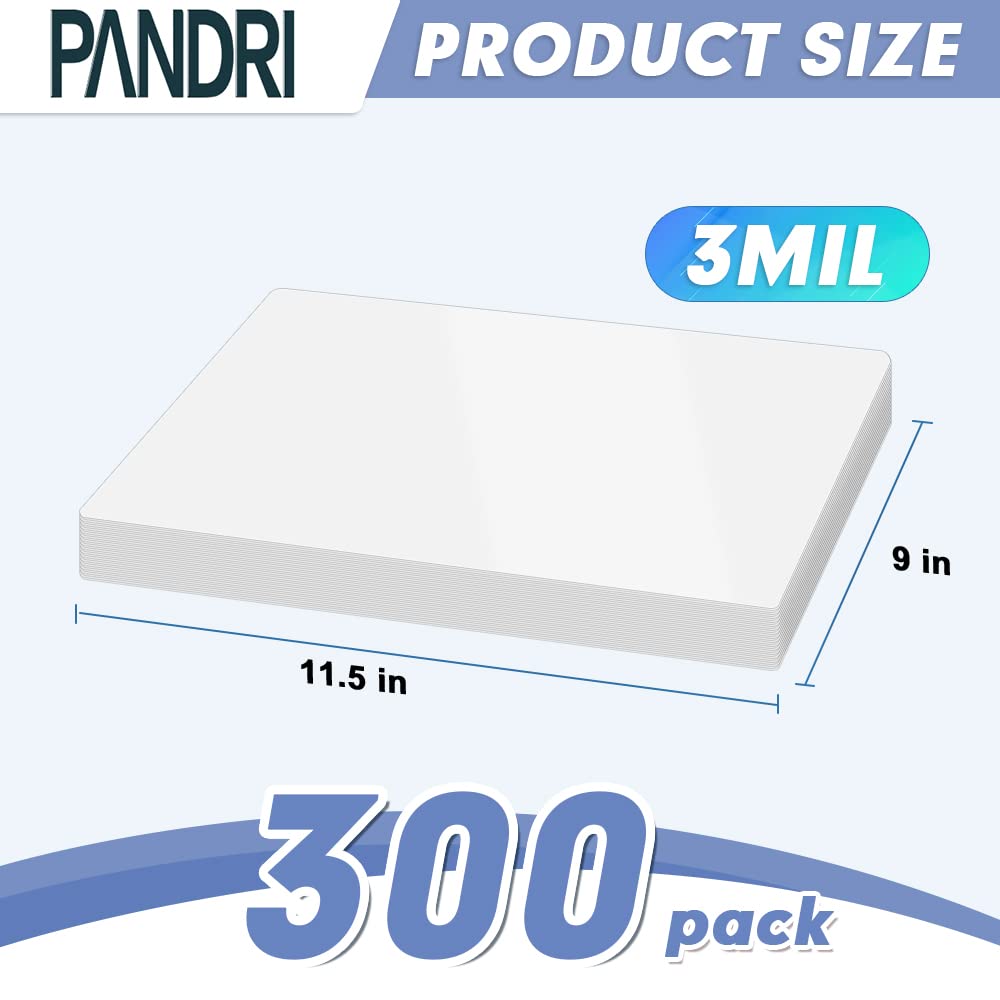 Laminating Sheets, PANDRI 300 Pack Thermal Laminator Pouches Holds 8.5 x 11 Inch, 3 Mil Clear Laminator Paper 9 x 11.5 Inch, Letter Size