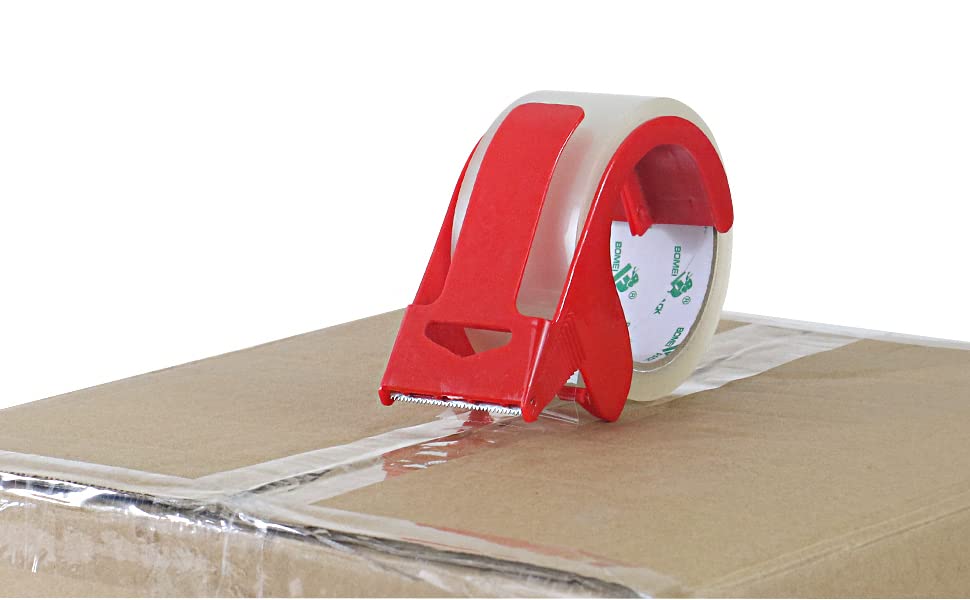 BOMEI PACK Packing Tape, Mailing & Storage Tape Clear, 1.88" x 100m, 6 Rolls with Hand-held Dispenser