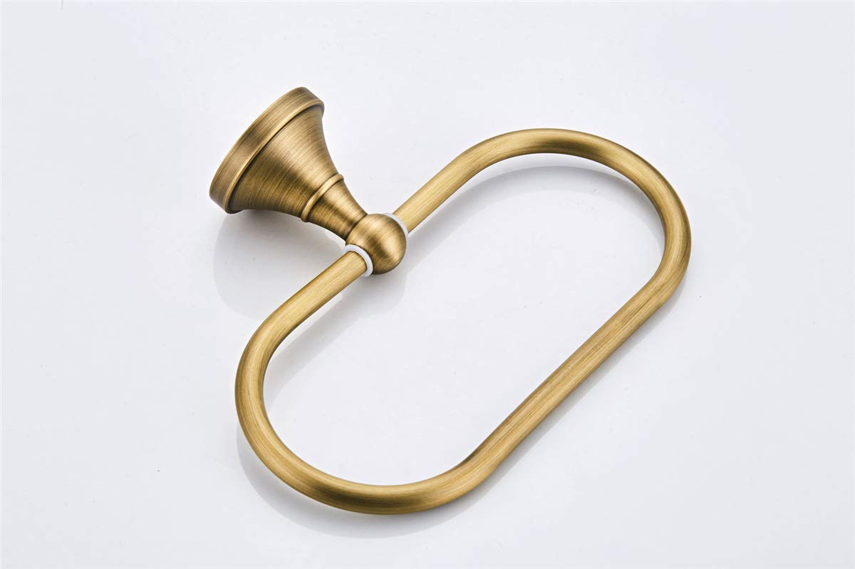 Flybath Oval Towel Ring Antique Brass Hanger Hand Towel Holder for Bathroom Kitchen Accessories Wall Mounted, Brushed Bronze