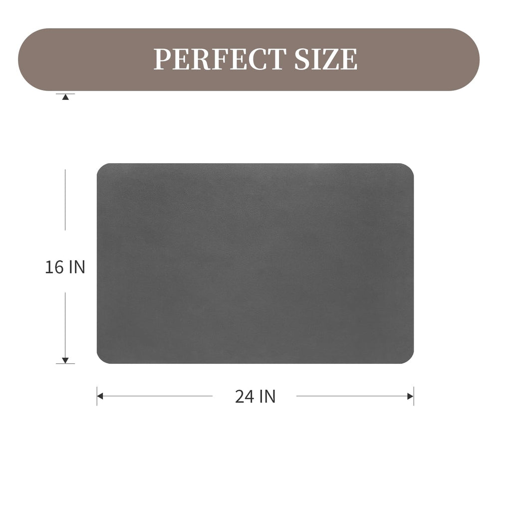 MontVoo-Absorbent Dish Drying Mat-Kitchen Counter Rubber Backed Water Absorbing Drying Mat-Hide Stain Under Dish Mat Quick Dry Coffee Mat-Dark Grey 16''x24''
